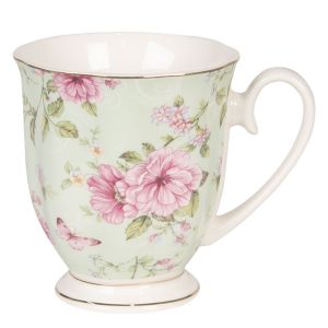 Mug vert fleurs roses  Clayre & Eef