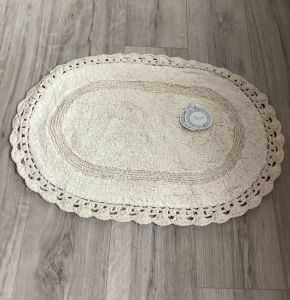 Tapis ovale écru avec crochet Blanc Mariclo