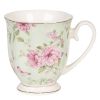 Mug vert fleurs roses  Clayre & Eef
