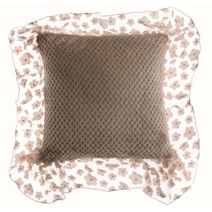Coussin beige avec volant fleurs Blanc Mariclo