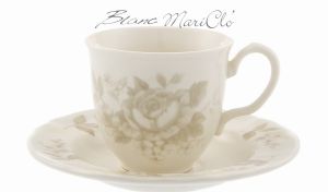 Tasse à thé fleur beige X6 Blanc Mariclo