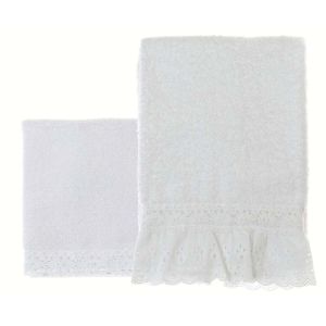 Set serviettes + invités dentelle blanche Blanc Mariclo