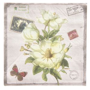 Serviette papier fleurs blanches Clayre & Eef