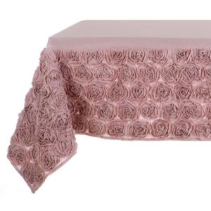 Nappe rose ornée de  roses Blanc Mariclo