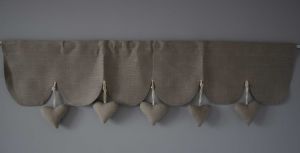 Valance coeur lin foncé 90 cm Aux Cotonnades de Mathilde