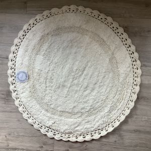 Tapis de bain rond avec crochet écru blanc Mariclo