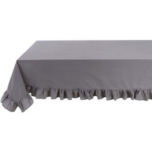 Nappe avec volant 200x320cm grise Blanc Mariclo