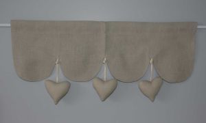 Valance festons coeur Lin Clair  60x19cm Aux Cotonnades de Mathilde