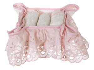 Panier avec 3 lavettes rose Blanc Mariclo