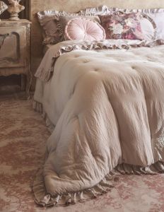 Boutis avec rouches beige 260x260cm Blanc Mariclo