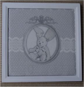 Cadre bois blanc déco lapin 30X30 cm La galléria