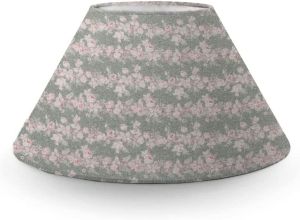 Abat-jour fond vert avec fleurs rose Blanc Mariclo