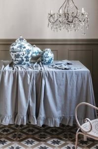 Nappe avec volant 180x240cm grise Blanc Mariclo