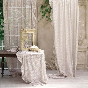 Set de 2 rideaux dentelle beige Blanc Mariclo