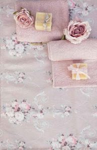 Tapis rose fleurs 74x150 cm Blanc Mariclo