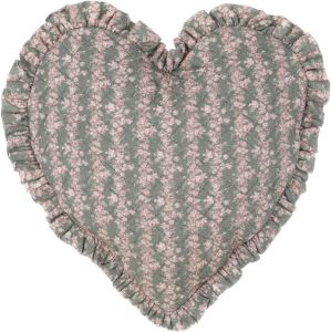 Coussin coeur avec volant fleurs Blanc Mariclo