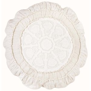 Coussin rond broderie au centre Blanc Mariclo