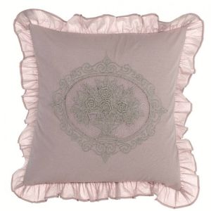 Coussin avec volant vieux rose Blanc Mariclo