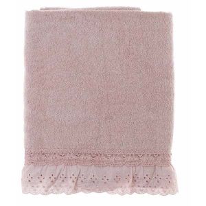 Drap de bain volant dentelle rose Blanc Mariclo