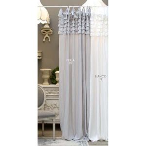 Rideau avec volant microfibre gris perle Blanc Mariclo