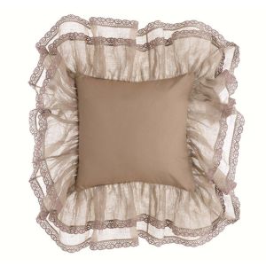 Coussin volant dentelle lin 45x45cm Blanc Mariclo