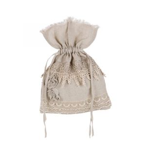 Pochon 100% lin beige Blanc Mariclo