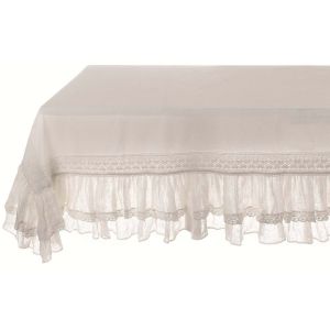Nappe avec Volants naturel 150x150cm Blanc Mariclo