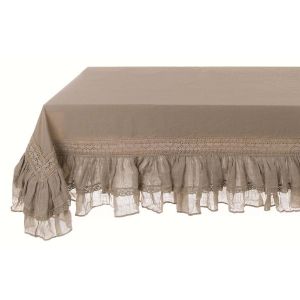 Nappe avec Volants taupe 150X150cm Blanc Mariclo