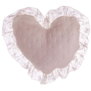 Coussin coeur avec dentelle rose Blanc Mariclo
