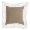 Coussin carr lin avec volant dentelle cru  Blanc Mariclo