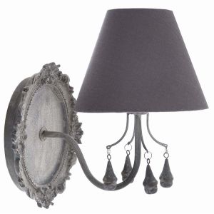 Applique avec abat jour Blanc Mariclo - Gris et Métal - Luminaire chic