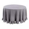 Nappe ronde avec volant grise Blanc Mariclo