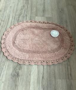 Tapis ovale rose avec crochet  Blanc Mariclo