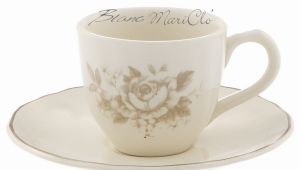 Tasse à café fleur beige X6 Blanc Mariclo