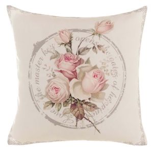 Coussin blanc avec roses imprimées Blanc Mariclo