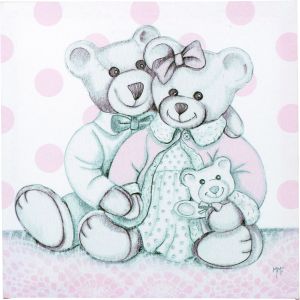Toile sur chassis Amours d'oursons roses